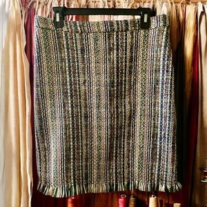 Chelsea & Theodore Multi Coloured Skirt with Fringe Hem Detailing 
Sz.10
NWT